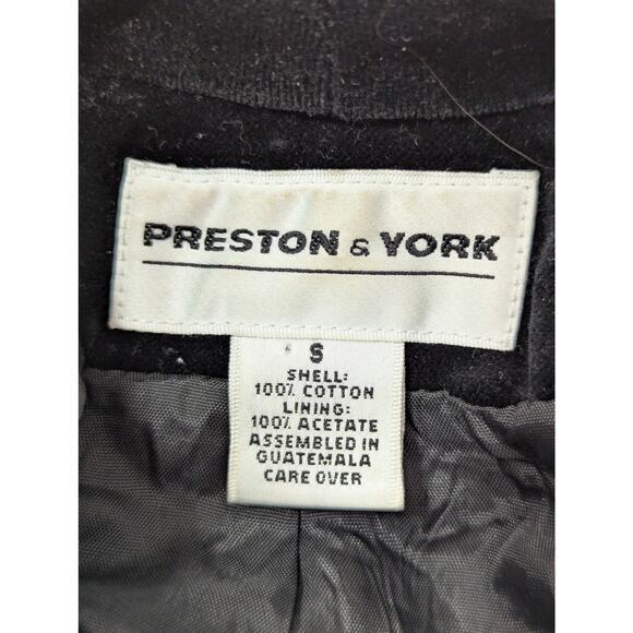 PRESTON & YORK! LUXE, ELEGANT BLACK VELVET, 100% COTTON CLOAK, JACKET! SZ S - Picture 8 of 11